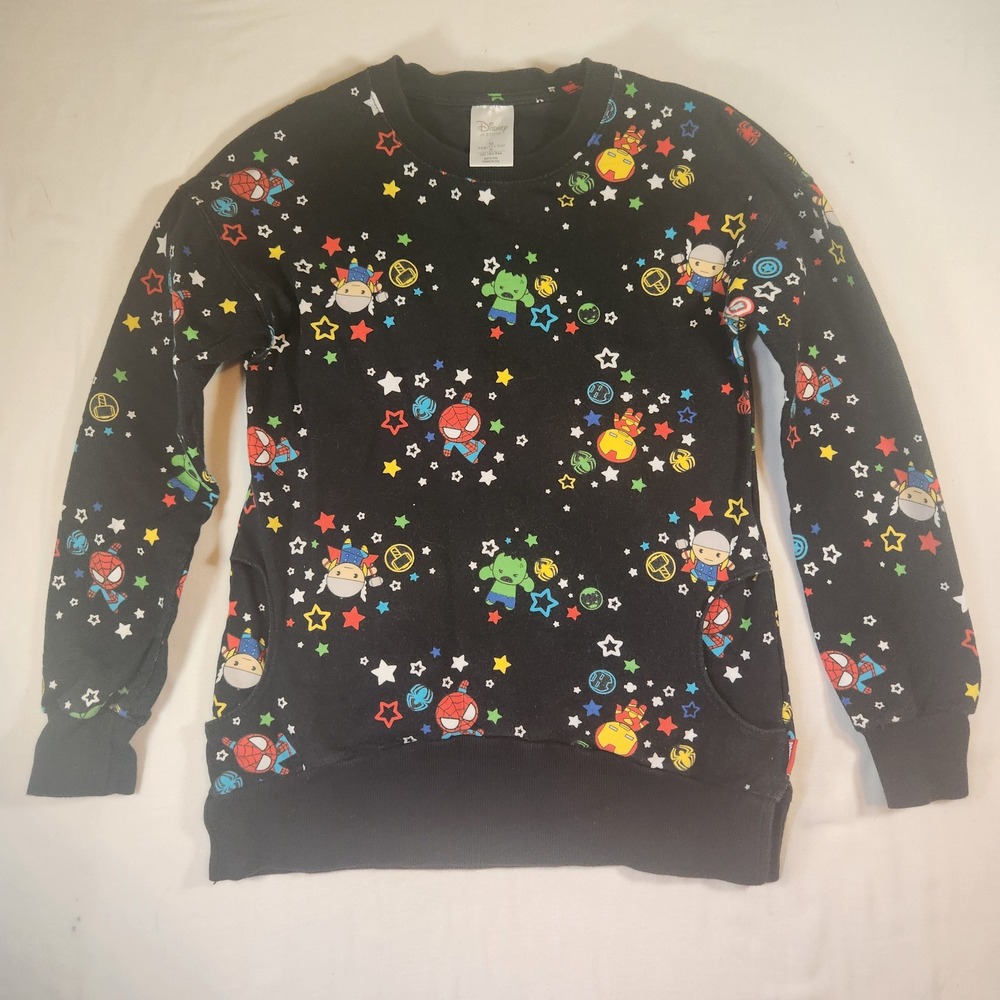 Disney Store‎ Marvel Avengers Kawaii All Over Print Sweatshirt Black XS/M